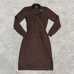 NWT Long Tall Sally Chocolate Brown Knit Dress Midi Preppy Classic Women’s M